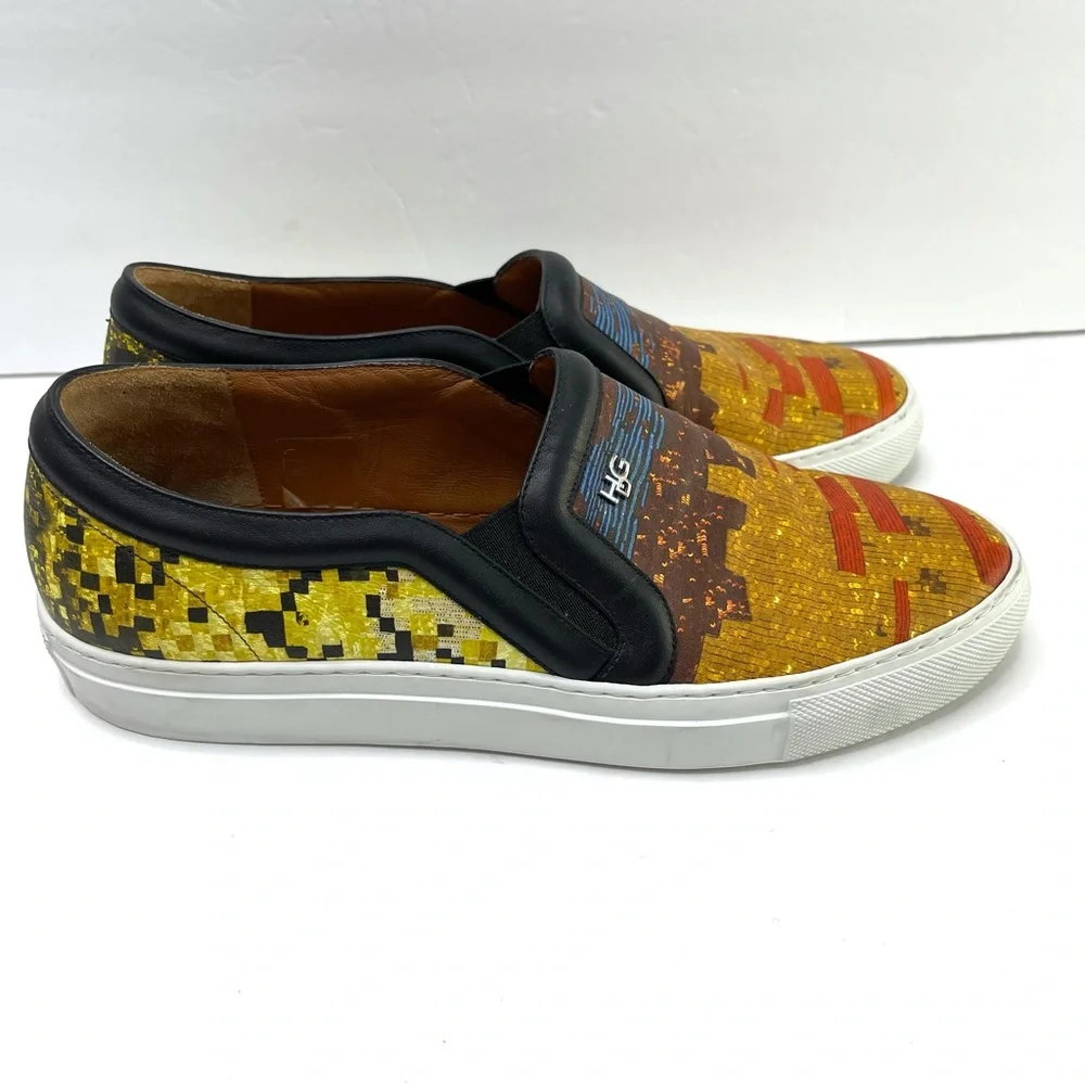 GIVENCHY Classic Slip On Mosaic Pixel Skate Sneakers Size 39 Made In Italy - Picture 12 of 15